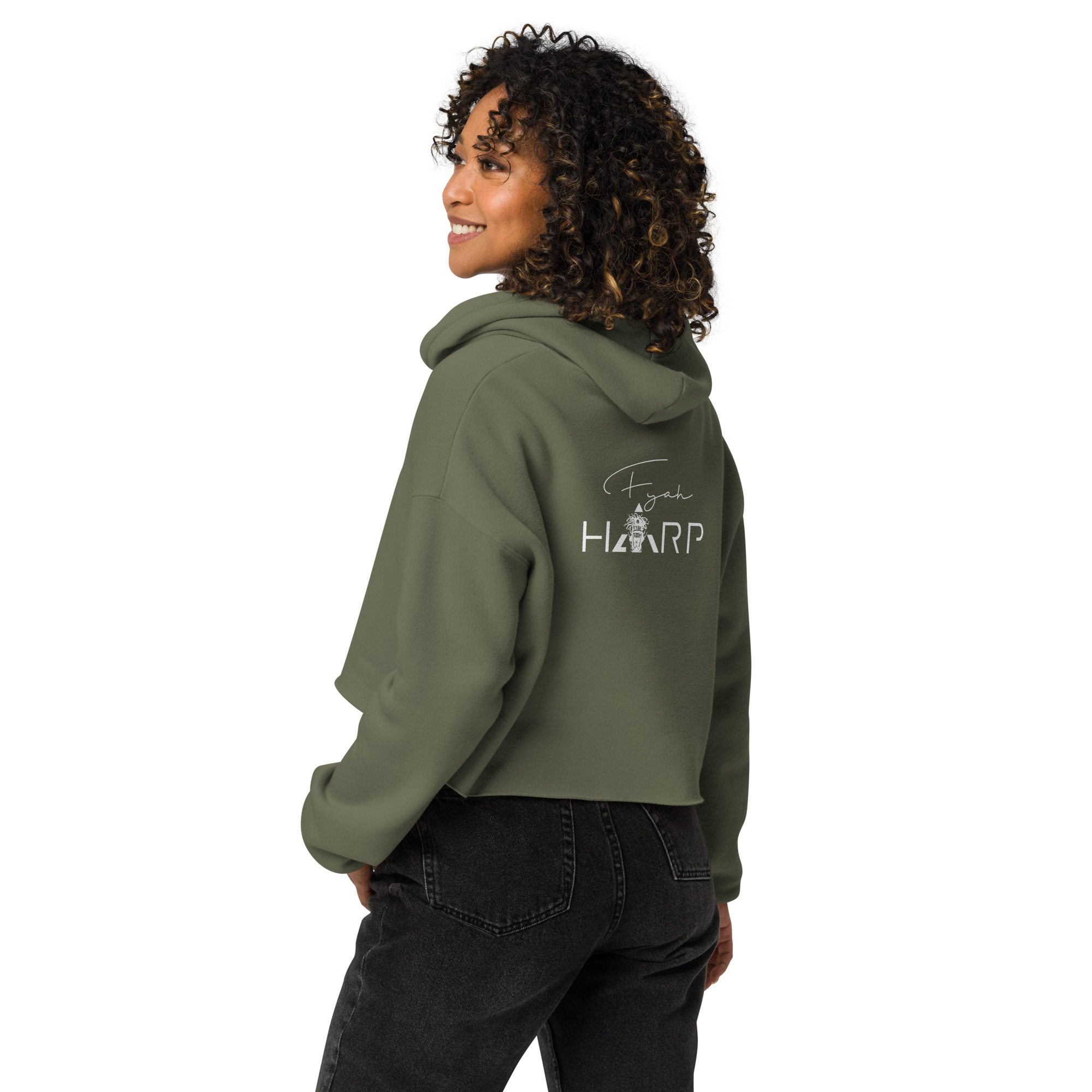Fyah Harp Woman's. Crop Hoodie - Image 3