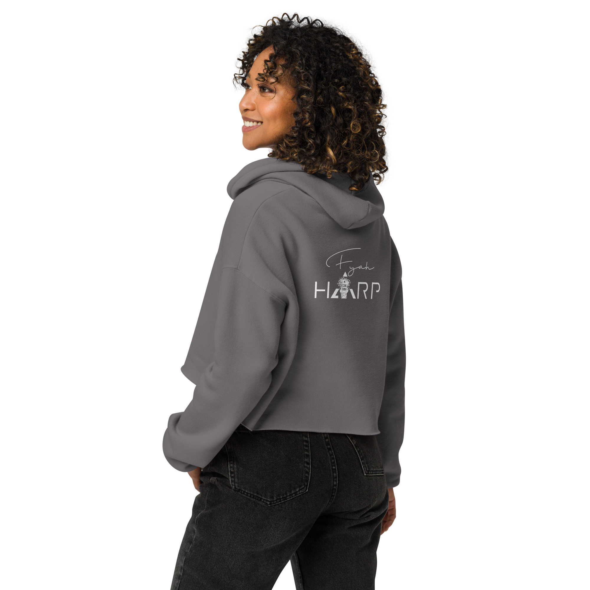 Fyah Harp Woman's. Crop Hoodie - Image 5